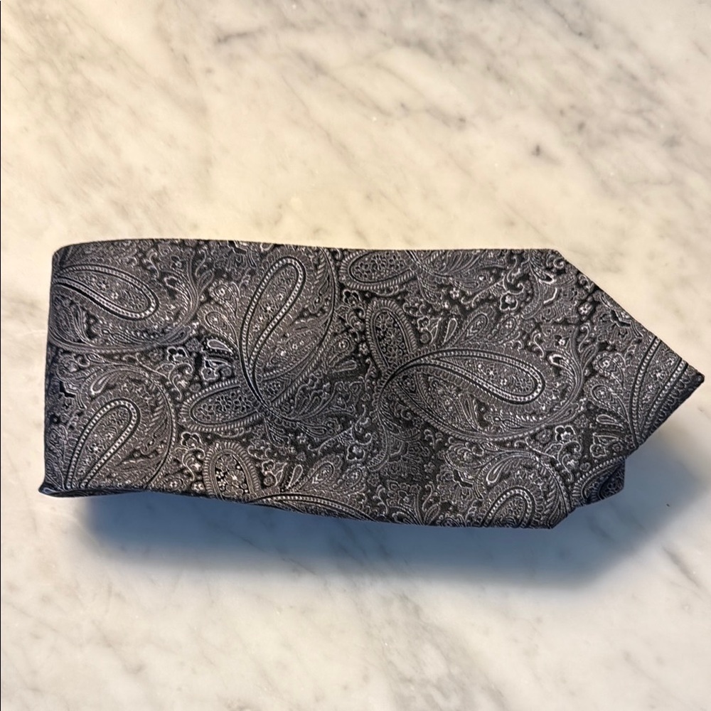 Elegant Gray Paisley Tie